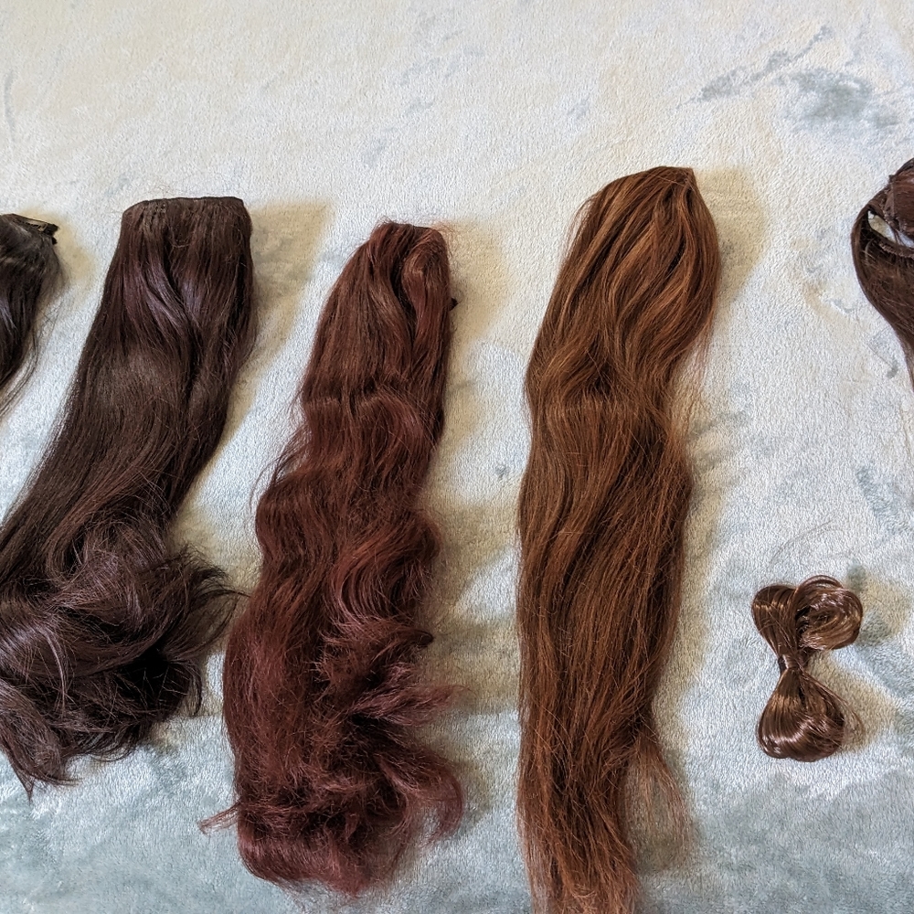 Lot of 6 hair extensions clip on long wavy high quality